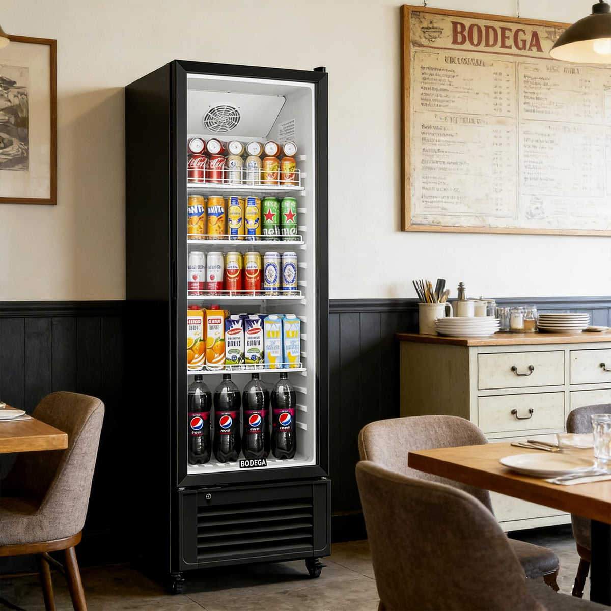 BODEGACOOLER Commercial Beverage Refrigerator and Cooler, 11.5 Cu.Ft Commercial Refrigerators Glass Door Fridge for Bar, drink, Commercial Merchandiser Refrigerator with 312 cans & 192 bottles.