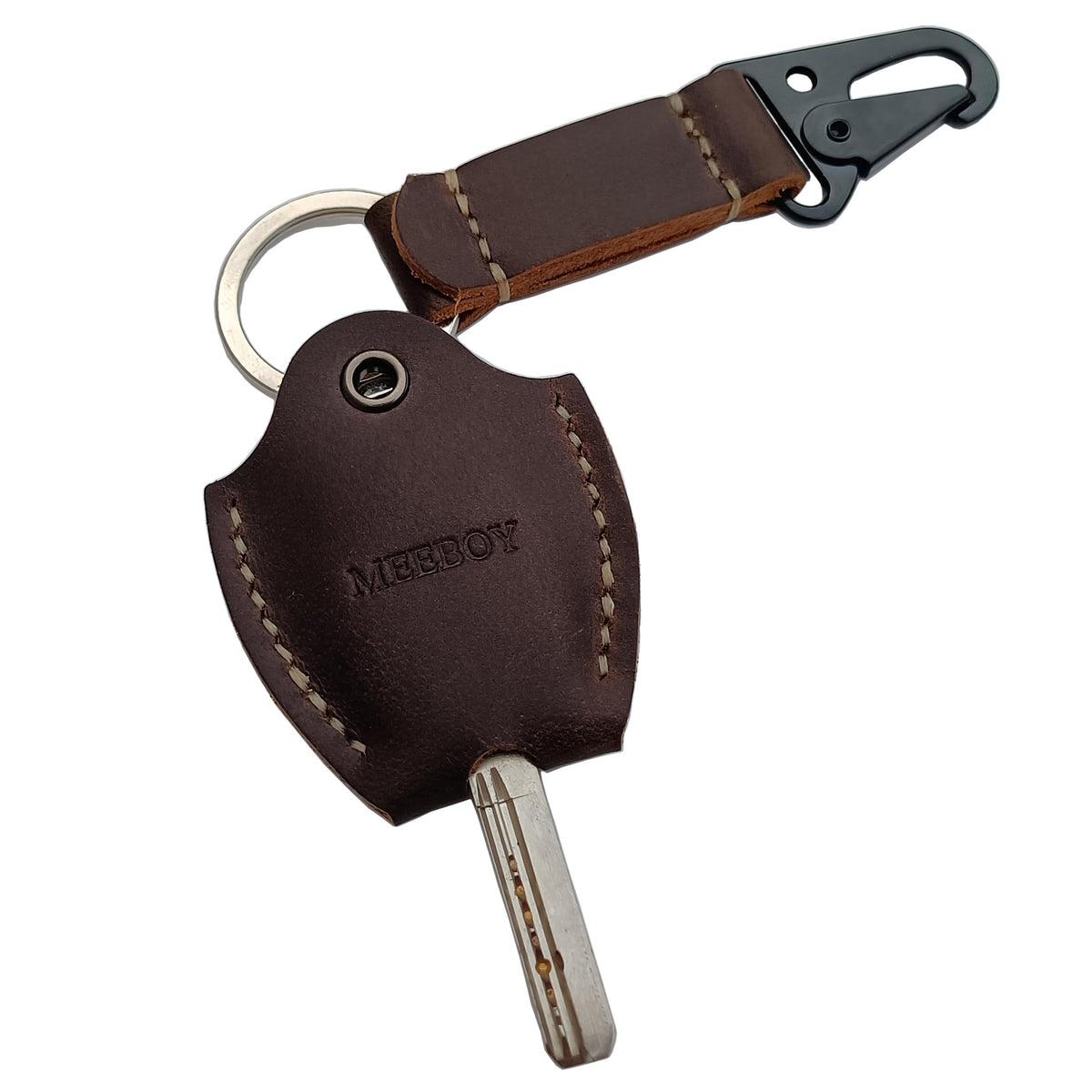 MEEBOY Handmade Leather car Key Sleeve for Broken Key car Key Cover for Men and Women (Coffee)