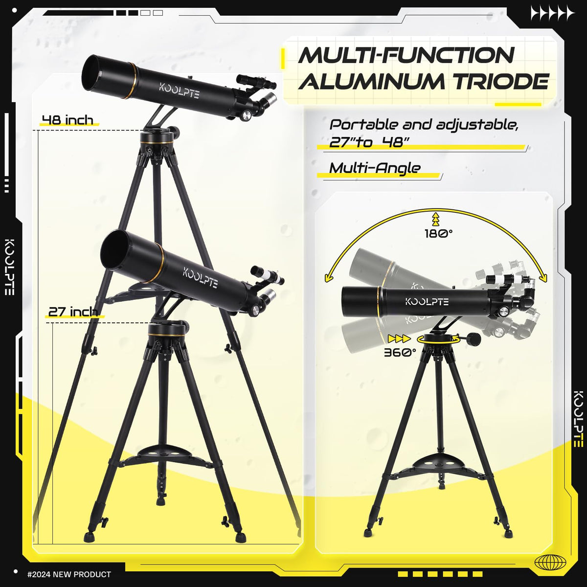 Telescope, 90mm Aperture 700mm Professional Telescope for Adults, High Power with Upgraded Vertisteel AZ Slow-Motion Mount Telescopes for Astronomy Beginners, Stainless Steel Tripod, Phone Adapter,Bag