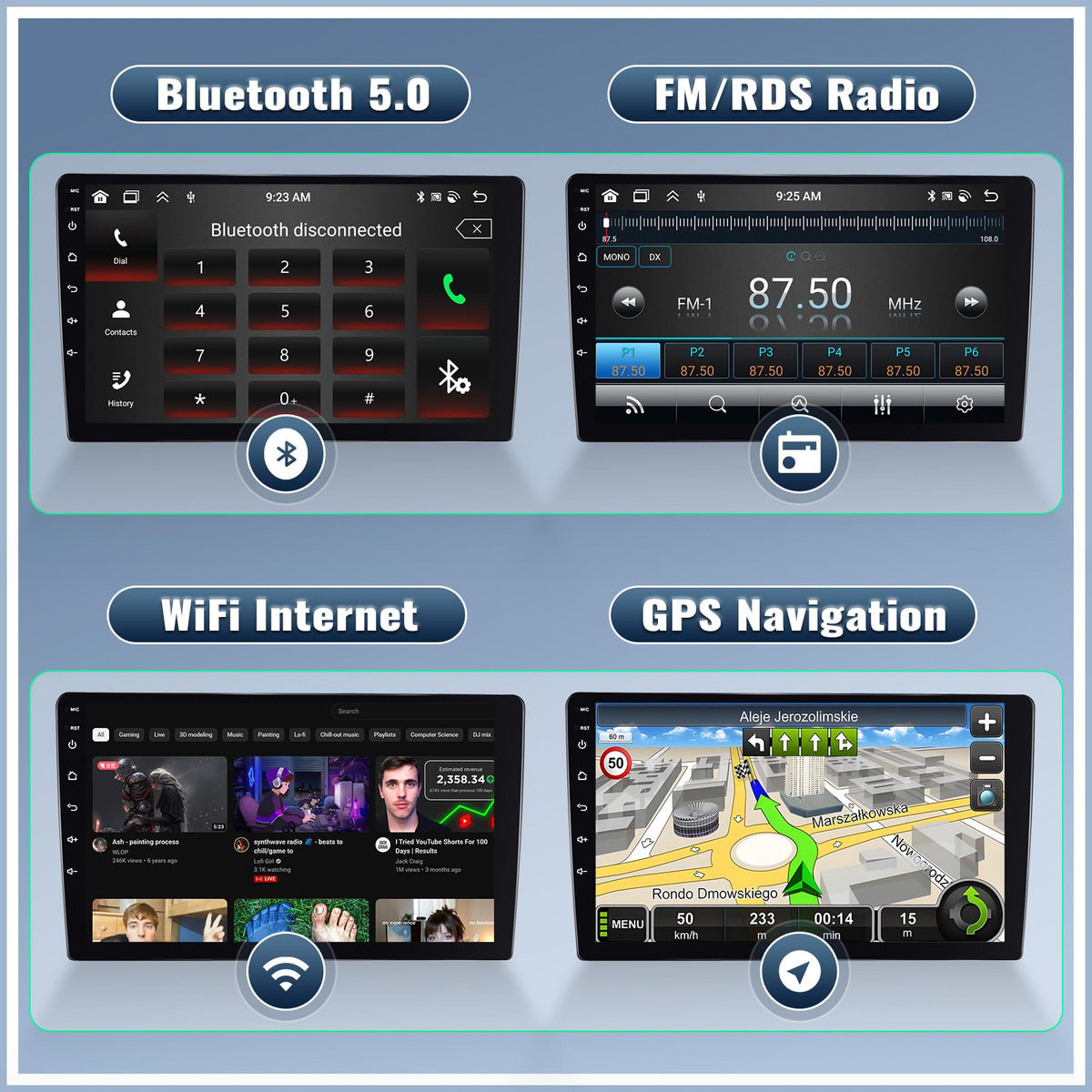 8 Core 6+128G Android 15 for Jeep Compass Patriot 2010-2016 A-pple Car Stereo Radio with Wireless CarPlay Android Auto, 10”1280×720P IPS Touchscreen Bluetooth 5.0 GPS WiFi 32EQ DSP 59UI Rear Camera