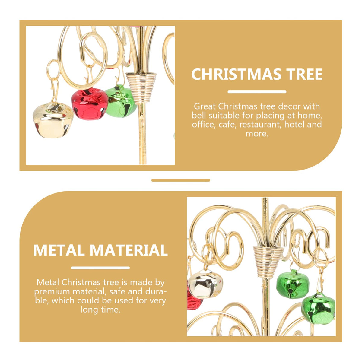 VICASKY Desktop Holiday Tree Ornament Metal Christmas Decoration Rotatable Calendar Xmas Ornaments Realistic Display Stand Gold Table Decor Tabletop Mini Trees (11.40X3.73 Inch)