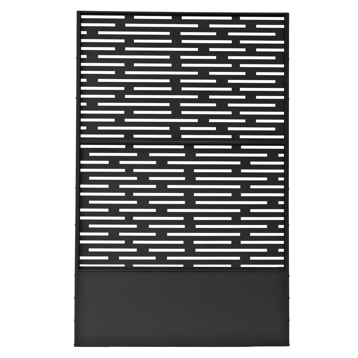 Oakland Living 6 ft. X 4 ft. Black Freestanding Metal Privacy Screen Room Divider with Flower Box