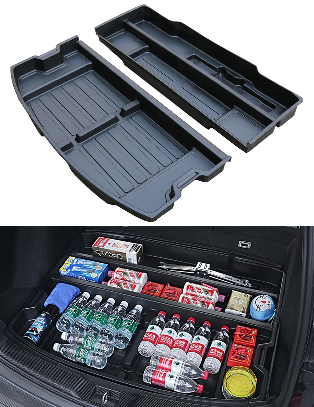 QXZcar For 2017-2022 Honda CR-V Trunk Hidden Storage Box, CRV Insert Cargo Rear Hatch Specific Organizer, SUV Extra Space fits CR-V EX EX-L LX Touring Under Cargo Floor Storage Bins Accessories