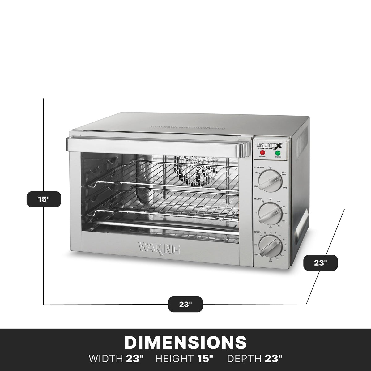 Waring Commercial WCO500X Half Size Pan Convection Oven, 120V, 5-15 Phase Plug, Steel