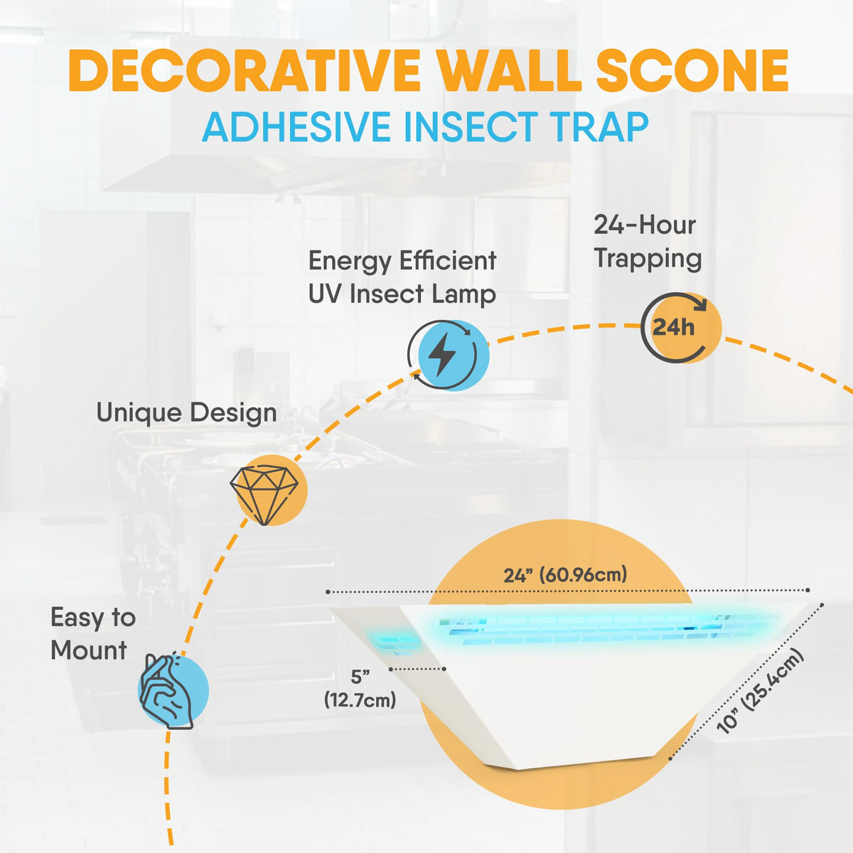 Gardner WS-85 Wall Sconce Fly Light Trap - Hides Captured Flies, Mosquitoes, Other Insects – Shatterproof UV Lamp –Homes, Kitchens, Restaurants, and Other Work Spaces - White
