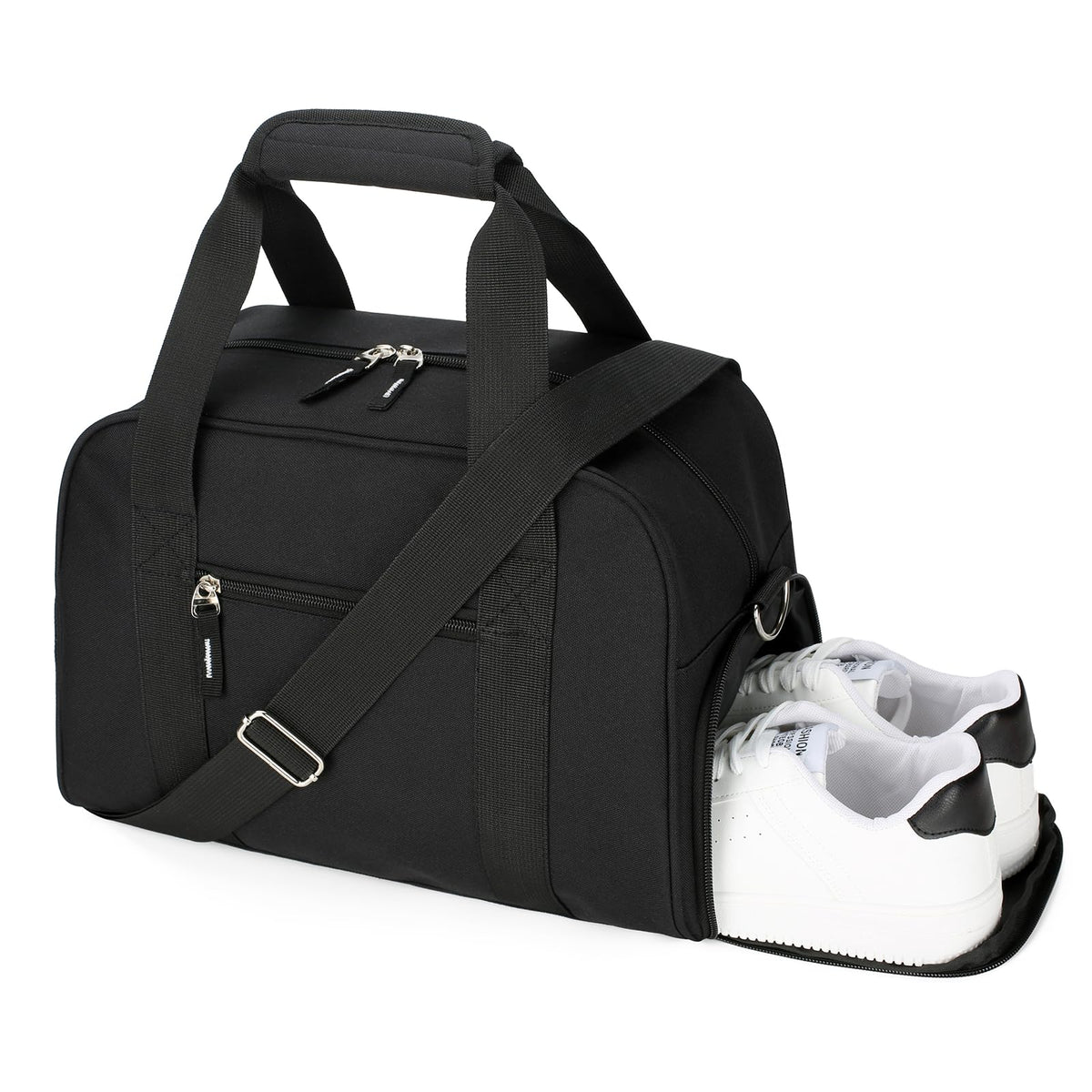 SeaRock 14 inch Small Gym Bag for Men & Women, Mini Duffle Bag with Shoe Compartment, Carry On Duffel Bag for Travel Sports, Black