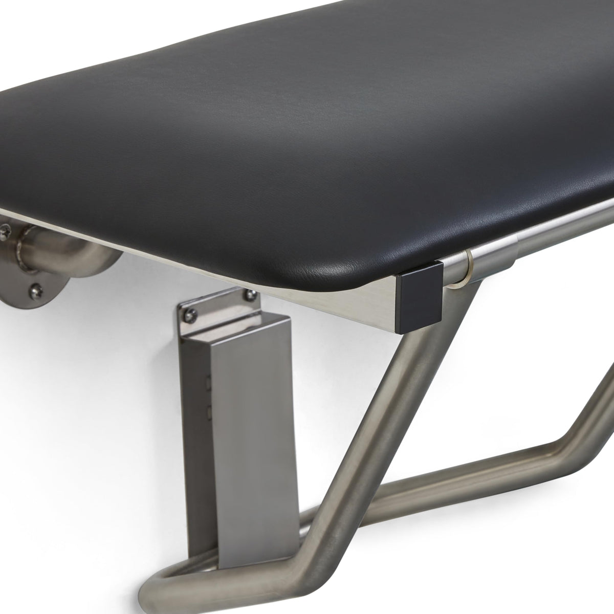 Seachrome 24" x 15" Black Padded Cushion Folding Wall Mount Bench Shower Seat, ADA Compliant