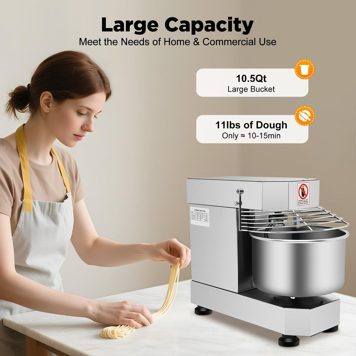 12Qt/10L Commercial Food Mixer 750W, Heavy Duty Stirring Jams Mixer Dough Blender, Commercial Spiral Mixer for Bakery Pizzeria (750W 10L/2.6 gal Capacity)
