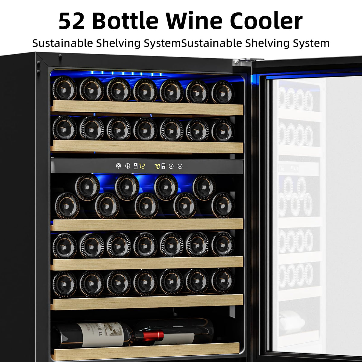Antarctic Star 24 Inch Wine Fridge, 52 Bottle Wine Cooler Refrigerator. 39-64°F Dual Zone Wine Refrigerator Glass Door, Built in or Freestanding Under Counter Fridge for Home Bar Office