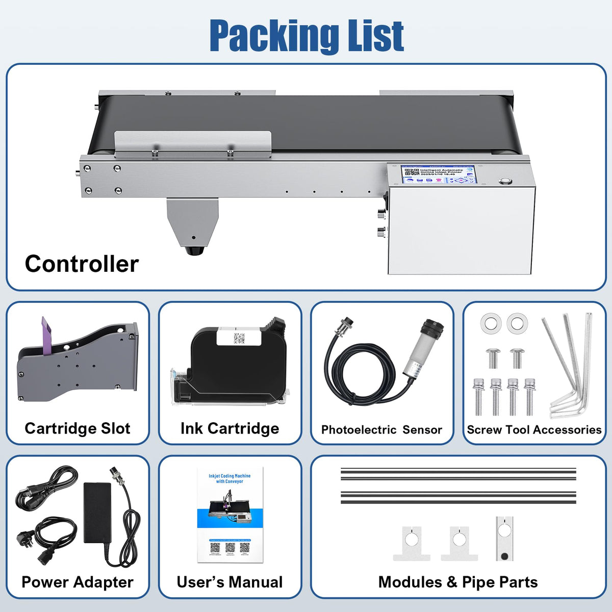 WELCZEK JS350 Automatic Inkjet Coding Machine with Mini Conveyor Belt | 2-12.7mm Industrial Online Inkjet Printer for Expiry Dates, Batch Numbers, Barcodes, QR Codes, Logos & Labels etc.