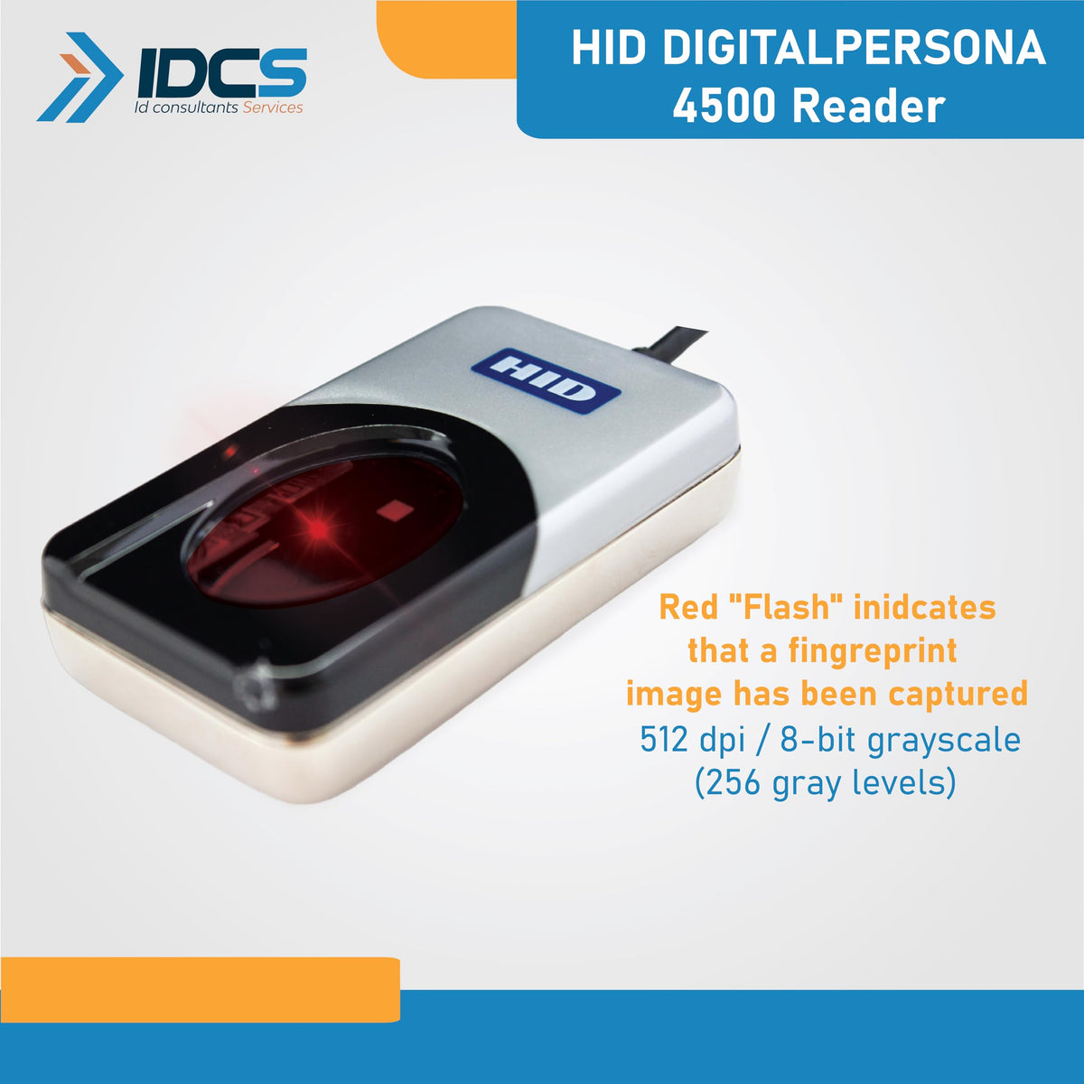 HID DigitalPersona URU4500, Fingerprint Biometric Reader, Pack of 2, IDCS Demo Soft.