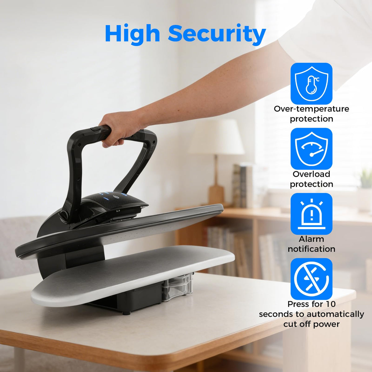 Bepritm 1600W Steam Iron Press for Clothes, 36" Intelligent Steam Press Professional Iron Press Machine w/5 Fabric Modes & Digital Touch Screen, Shirt Press Machine for Clothes, Sheets (36Inch Black)