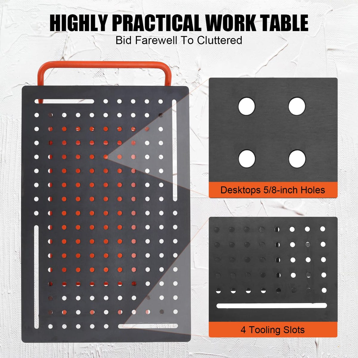 GarveeLife 36"X24" Welding Table with Wheels & Storage,Professional Heavy Duty Steel Welding Bench with Pegboard, Portable Mobile Welding Table for Hobbyist Workshop Orange