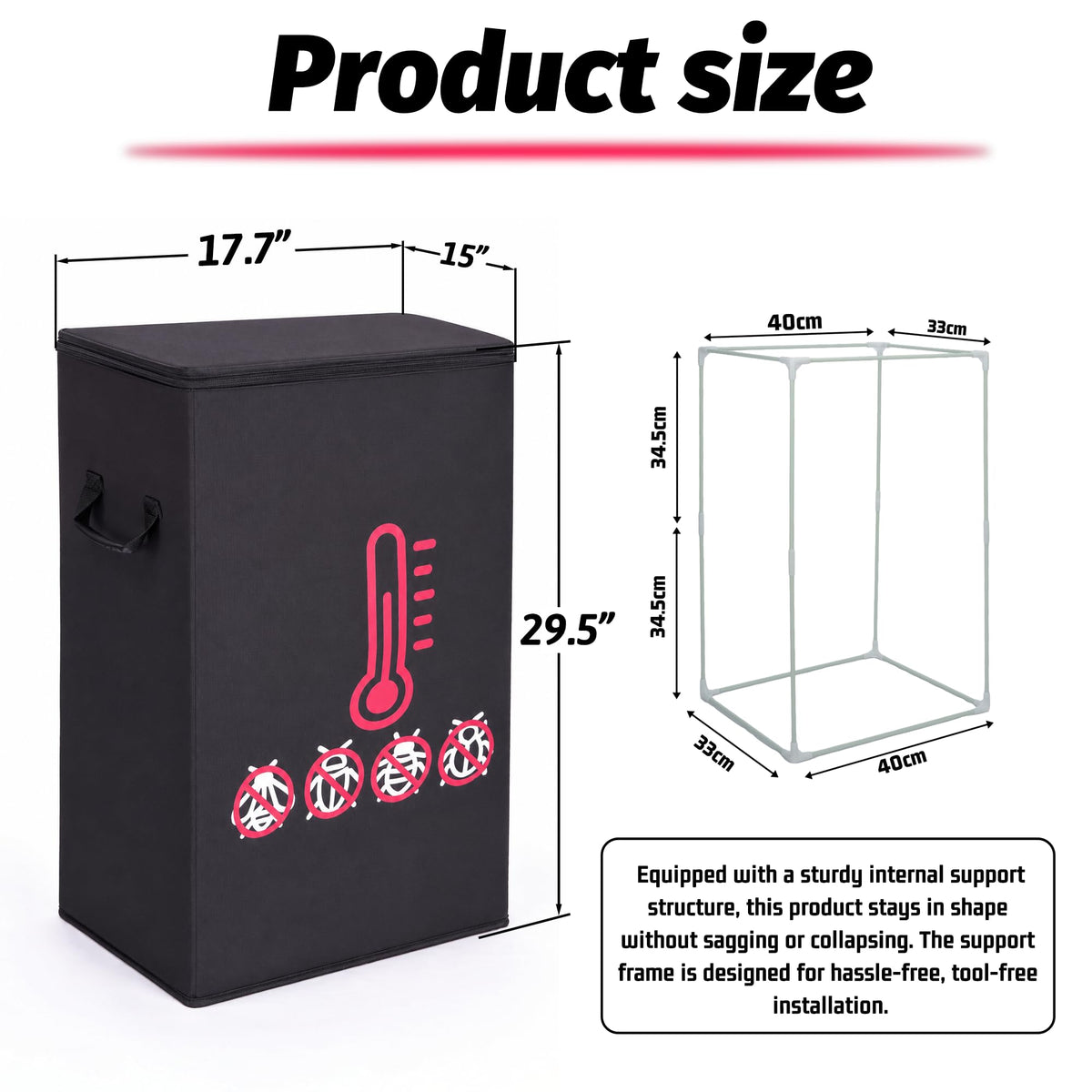 Portable Bed Bug Heater, High-Temperature Heat Treatment System with Timer & Thermometer, 360° Even Heating Chamber for Luggage, Clothes & Household Items