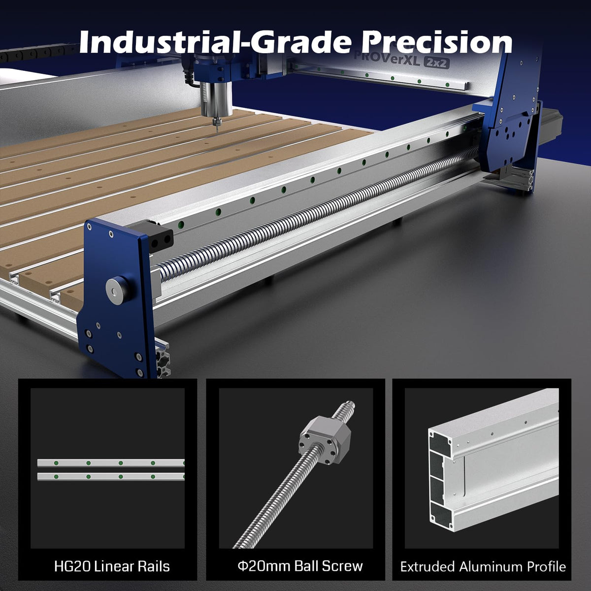 Genmitsu PROVerXL 2X2 CNC Router Machine for Woodworking + Rotary Module Kit,10:1 Speed Reducer, Clamped Range 15-275mm