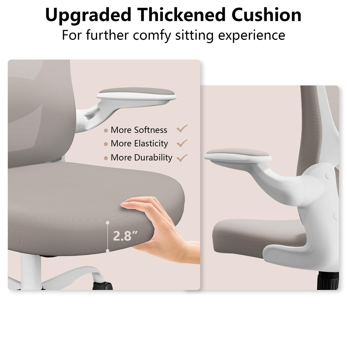 Ergonomic Office Chair, Comfort Swivel Home Office Task Chair, Breathable Mesh Desk Chair, Lumbar Support Computer Chair with Flip-up Arms and Adjustable Height