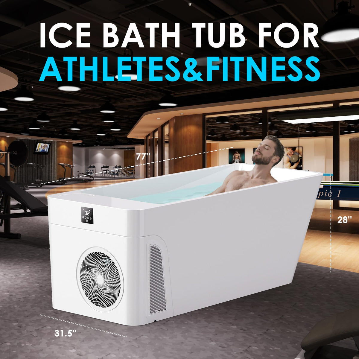 ICEGALAX Ice Bath Tub with Built-In Chiller (Down to 32℉), Smartphone Control, Whisper-Quiet, Freestanding Design for Full-Body Recovery & Cold Therapy, All-in Gen 2