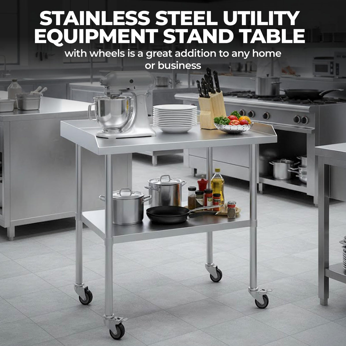 Stainless Steel Rolling Working Equipment Grill Table Stand 30 x 48 with Wheels
