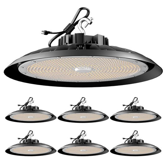 Upgrade 300W High Bay LED Shop Light 45000lm (Eqv.1200W MH/HPS) UFO High Bay Lighting, ETL UFO Lights AC100-277V High Bay LED Light Warehouse,Workshop, Garage & Barn,Plug & Play-6Pack