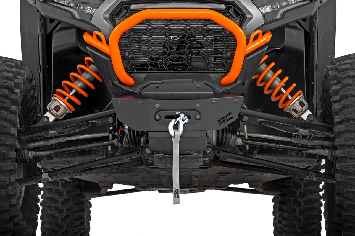 Rough Country Winch Mount with RS4500S Winch for Polaris RZR XP 1000 - Bolt-On Mounting Plate with 4500 LB Synthetic Rope Winch