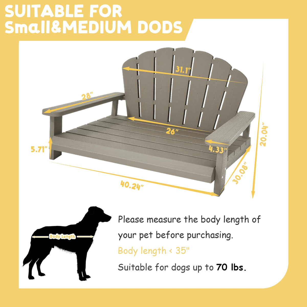 Bifanuo Dog Bed for Medium Size Dog, Chew Proof Dog Bed with Off-The-Ground & Waterproof & Indestructible Dog Couch for Small & Medium Dogs, Easy to Clean and Assemble Outdoor Dog Bed Sofa(Grey)