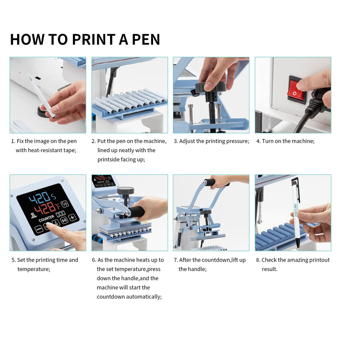PYD Life Pen Heat Press Machine for Making Pens Sublimation Logo Patterns Bulk Printing 10 Pieces Sublimation Blank Pens