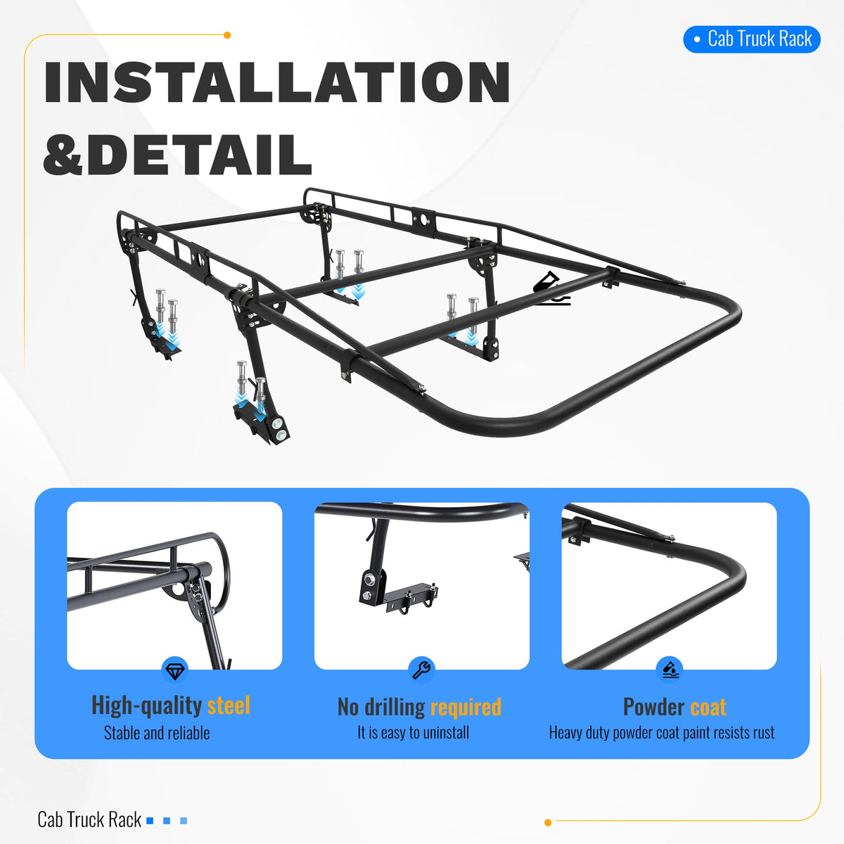 ALMULOO Adjustabl Truck Ladder Rack 60" W x 138" L x 34" H Universal Truck Pickup Bed Contractor Rack Heavy Duty Steel Lumber Utility Kayak Rack 1000lbs