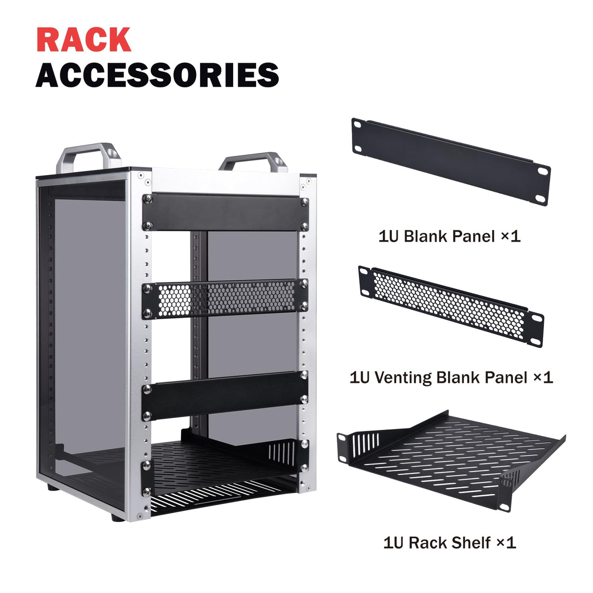 GeeekPi 8U Server Rack Cabinet, DeskPi RackMate T1 Plus,10 inch Network Rack for Servers, Network, A/V Equipment, 10.23inch/260mm Depth (Silver)