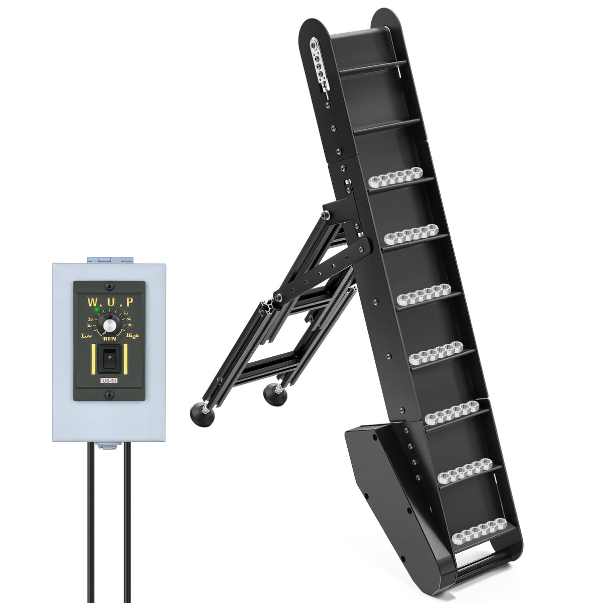 Moonshan Climbing Belt Conveyor, 39 inch Conveying System, Step-Less Speed Adjustment, PVC Belt Conveyor for Packaging Factory, Production Line