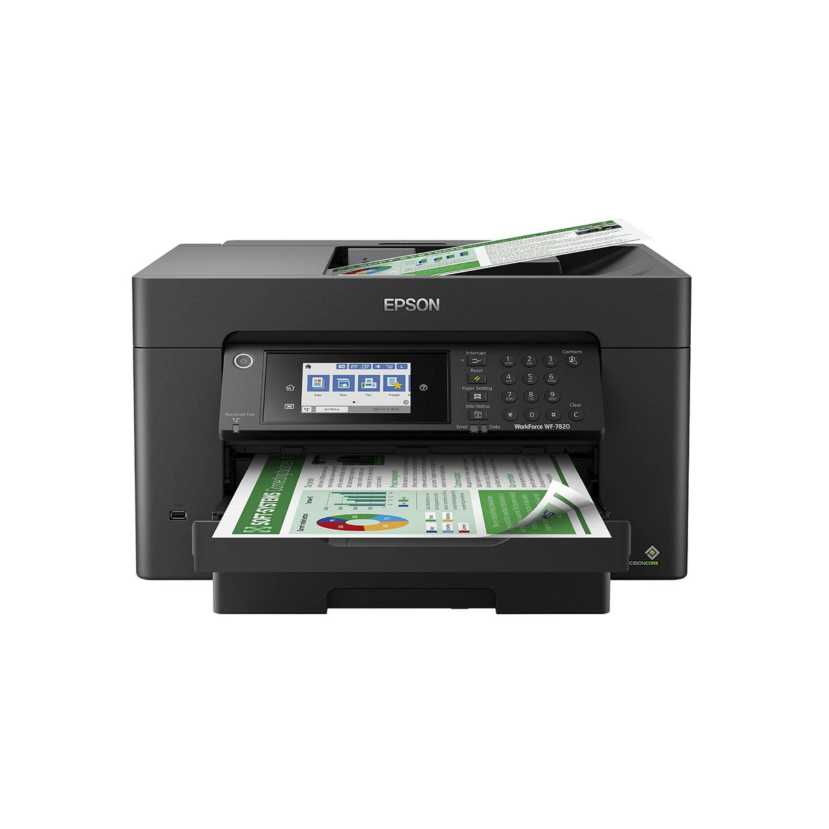 Epson Workforce Pro WF-7820 Wireless All-in-One Wide-Format Printer, Auto 2-Sided Print 13" x 19" Copy, Scan & Fax, 50-Page ADF, 250-sheet Paper Capacity, Works with Alexa - Black