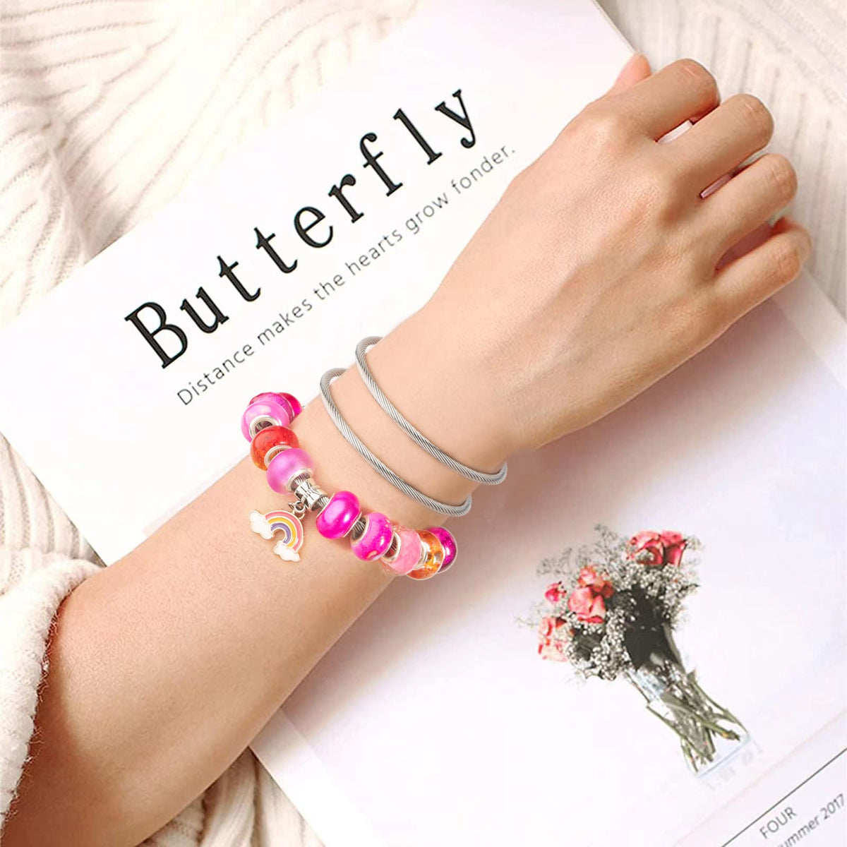 ZYEHXED 20Pcs Snake Charm Bracelet Expandable Elastic Bangle Bracelets Stainless Steel Silver Snake Bracelet For Women Diy Jewelry Making Supplies