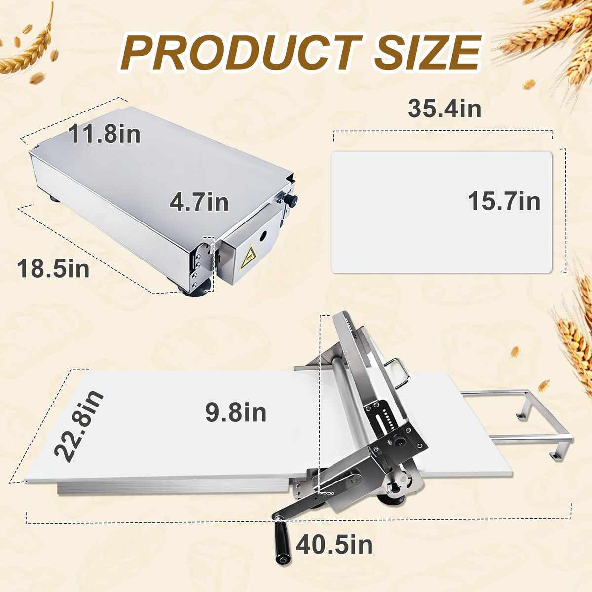 Folding Dough Sheeter Machine, Manual Stainless Steel Dough Roller Machine, 40.5"X22.8" New Pastry Roller for Commercial Home Bakery, Puff Pastry & Pizza