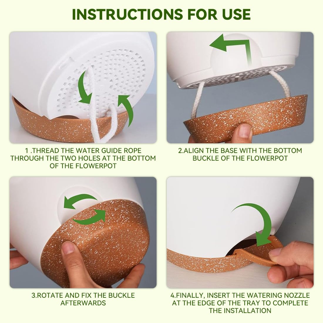 Nuotuv 8/9/10 Inch Large Self Watering Pots, Plastic Flower Pots with Multi Mesh Drainage Holes and Water Level Indicator & Deep Reservoir for Indoor Outdoor Garden Plants and Flowers (White)
