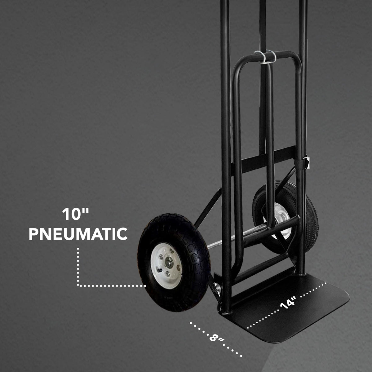 Olympia Tools 800 Lb Sack Hand Truck with Folding Nose, D Handle and 10" Pneumatic Wheels for Home and Office Use