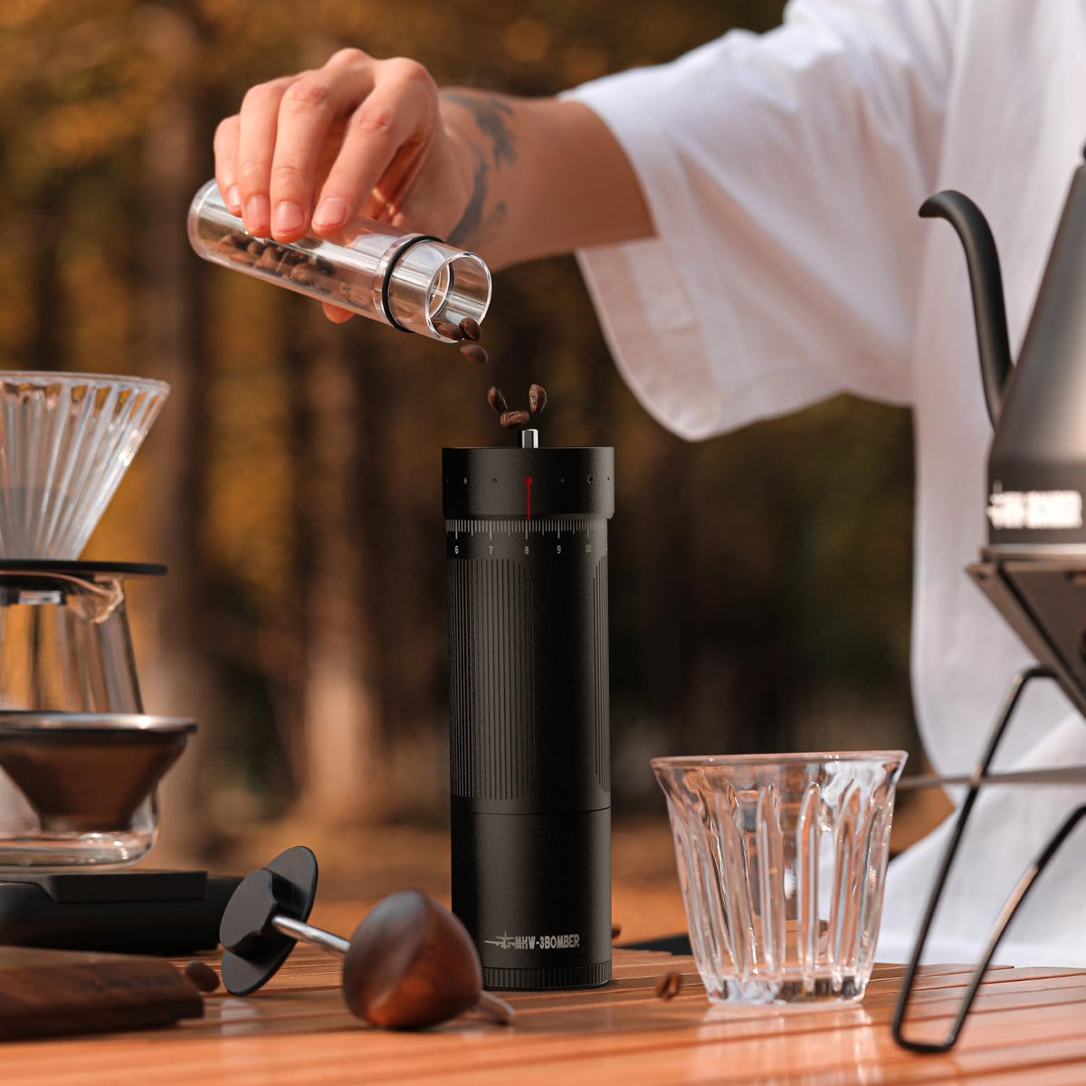 MHW-3BOMBER R3 Pro Manual Coffee Grinder, 2026 Upgraded Titanium Coated Conical Burr, External Adjustment Hand Grinder for Espresso & Pour Over, Professional Kit with 5 Sifting Screens, G5847B