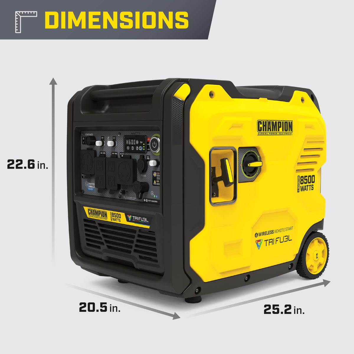 Champion Power Equipment 8500-Watt Wireless Remote Start Ultra Quiet Tri Fuel RV Ready Portable Inverter Generator with StartLINK, Free 3-Year Warranty