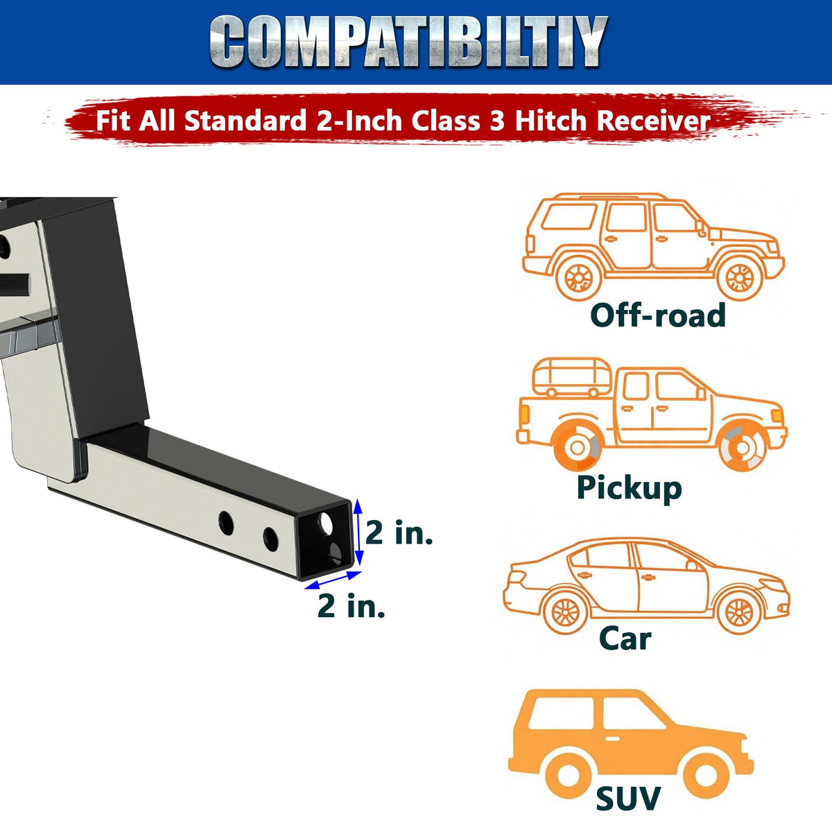 Foldable Hitch Mount Cargo Carrier Basket 56" X 24" X 7" for 2 Inch Hitches Receiver, 500 Lbs Capacity, Easy Folding，Hitch & Arm Tightener Anti Rattle, Trailer Pin Lock