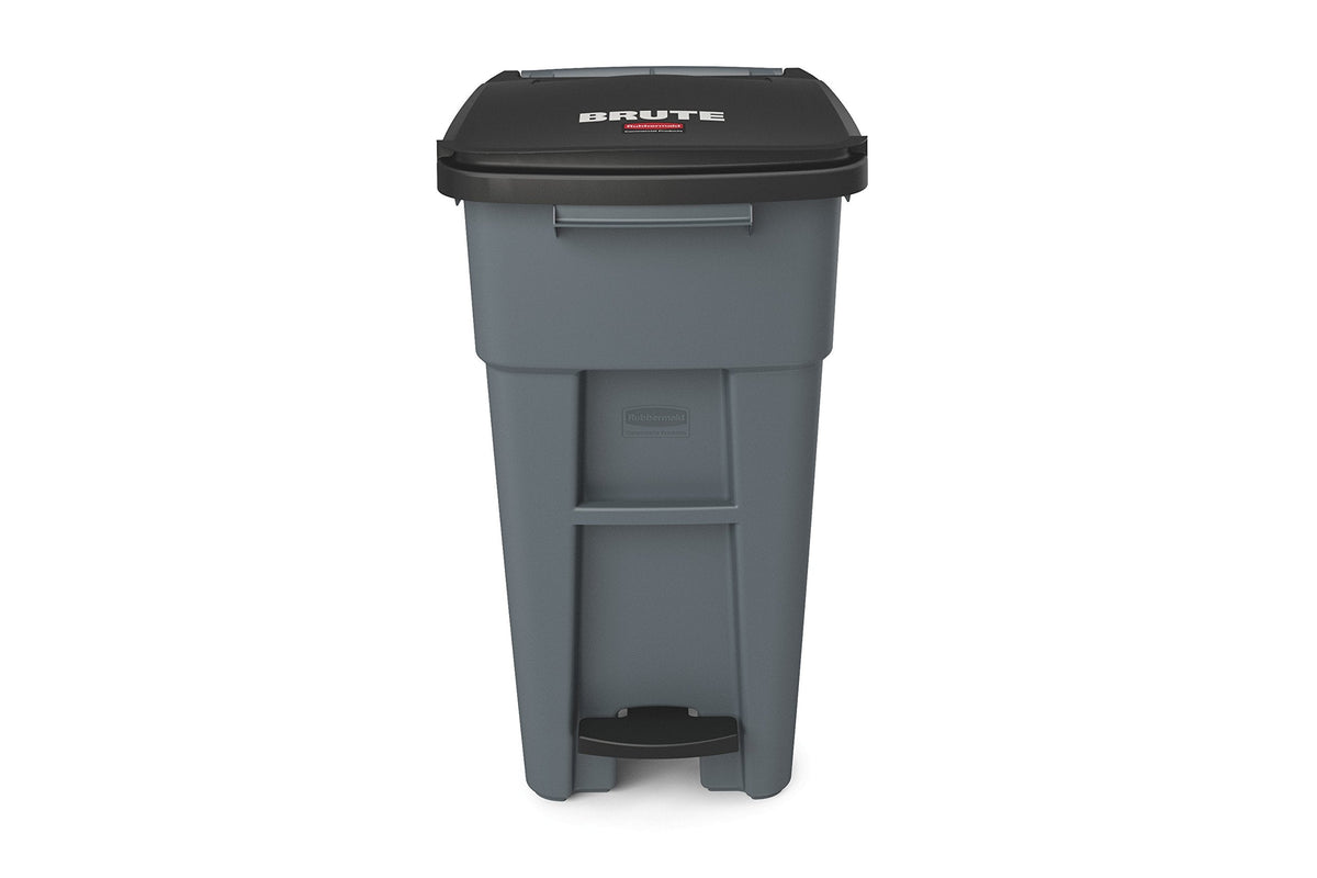 Rubbermaid Commercial Products Brute Step-On Rollout Trash/Garbage Can/Bin with Wheels 32 GAL Gray for Restaurants/Hospitals/Back of House/Warehouses/Home