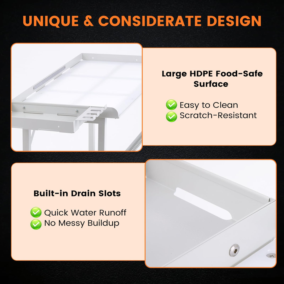 YeeJinHong Heavy-Duty Dock-Mounted Fish Fillet Table, Fish Cleaning Table with HDPE Cutting Board, Measure Mark, Storage Box, Knife Grooves
