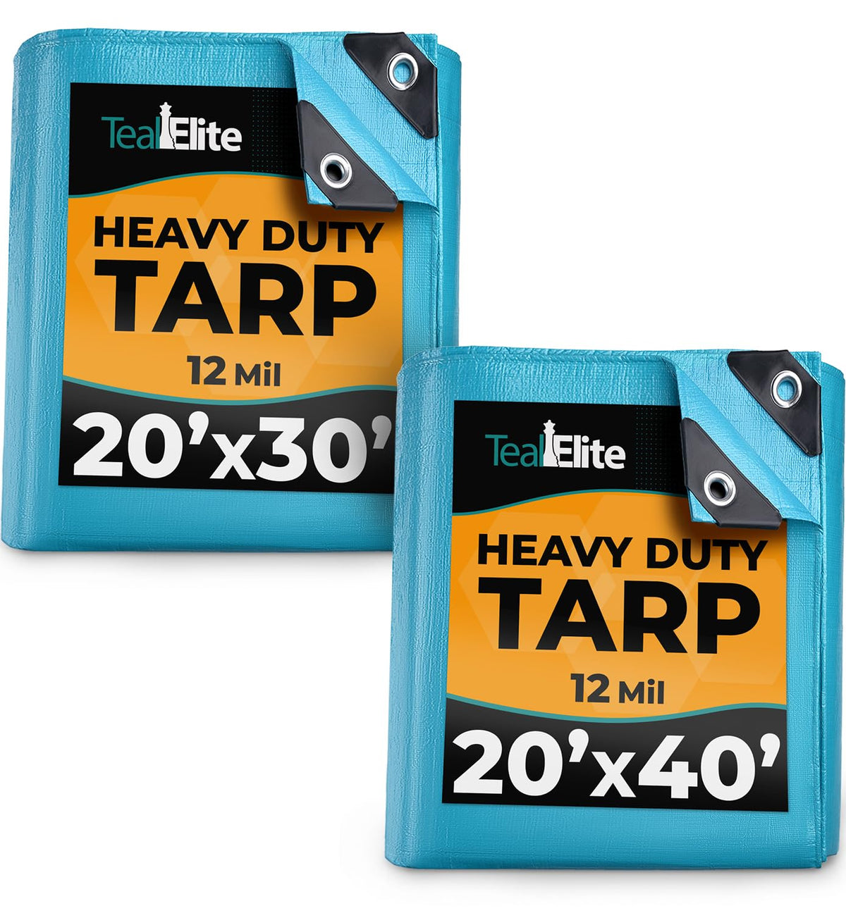 Heavy Duty Tarp Bundle - 2 Sizes - 20x30' and 20x40' - Waterproof, Multipurpose for Camping, Pools, Tent, Boat, RV, Cars