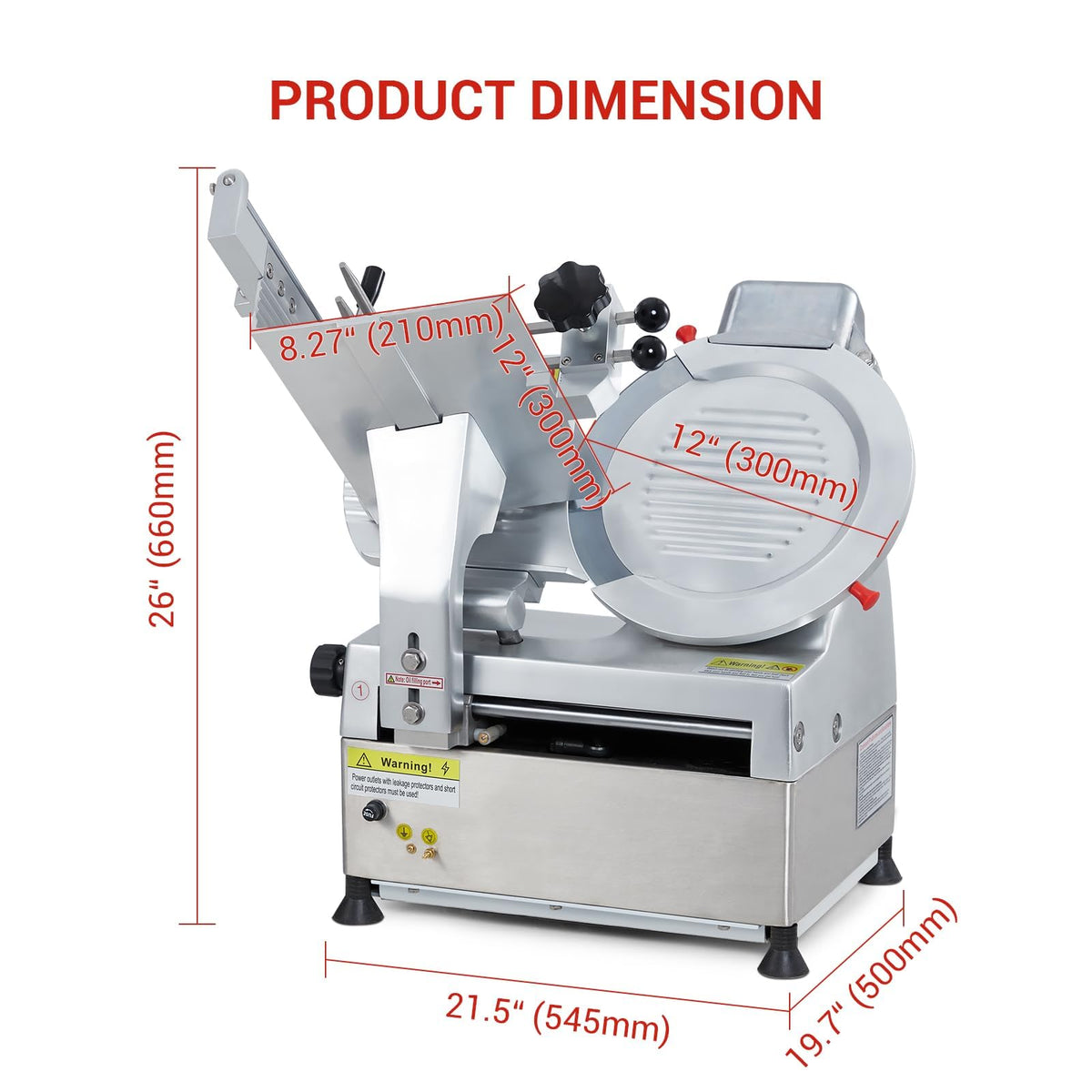 550W Commercial Meat Slicer, Automatic Meat Slicer Machine, Frozen Meat Deli Slicer with Adjustable Thickness From 0 to 15mm for Commercial and Home Use, Low Noise