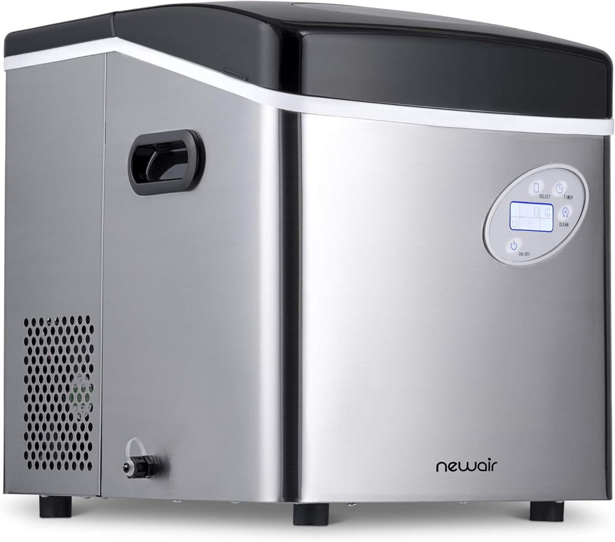 NewAir 50 lb. Countertop Ice Maker | Portable Bullet Ice Machine | 12 Cubes in 7 Minutes, 3 Ice Sizes | Stainless Steel, Self-Cleaning, BPA-Free