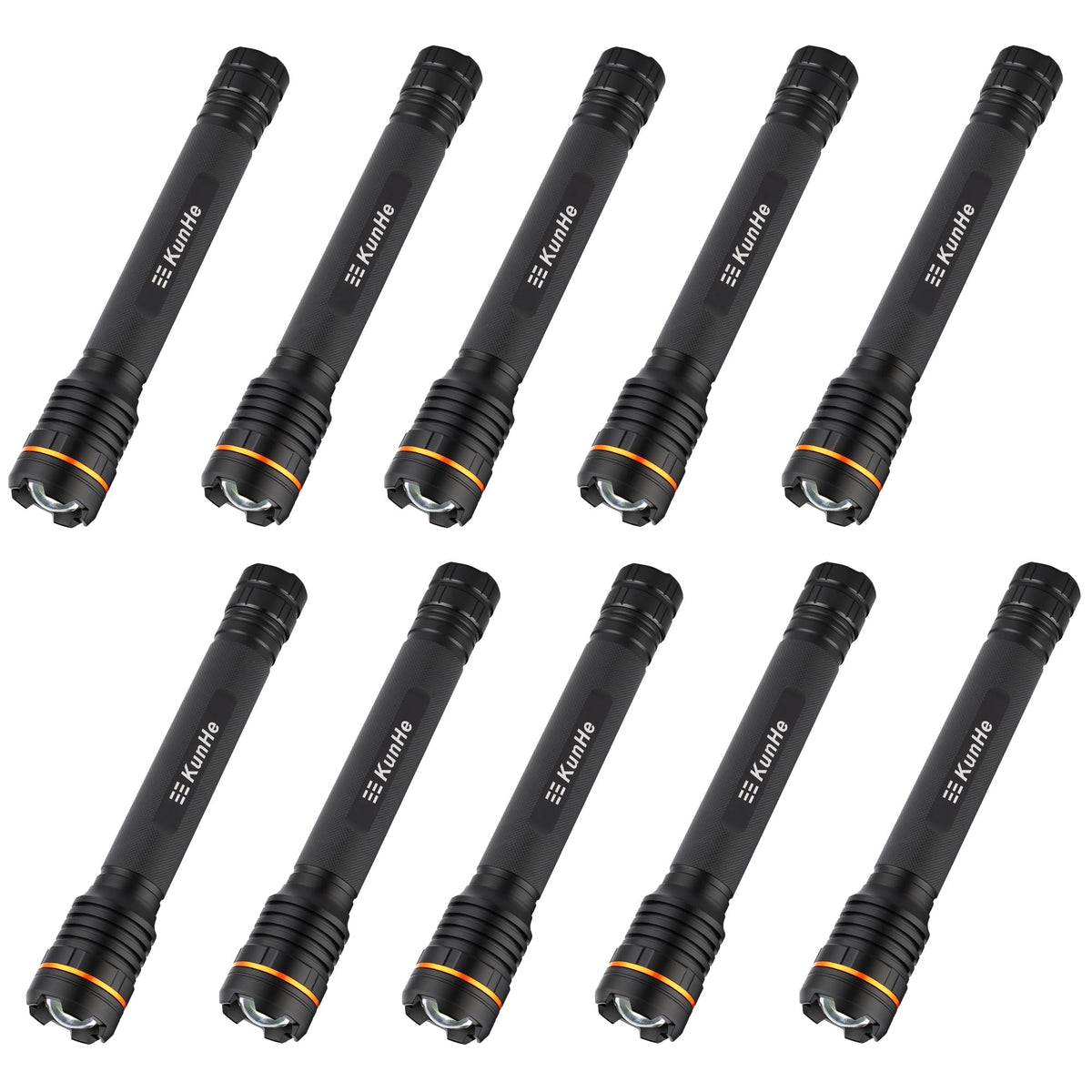 KunHe 10 Pack Heavy Duty 4D Cell LED Flashlights Large Aluminum Zoomable High Lumens 2000 LM Police Flash Light- Big Flashlight for Home Emergency Power Outages Camping Car(Batteries not Included)