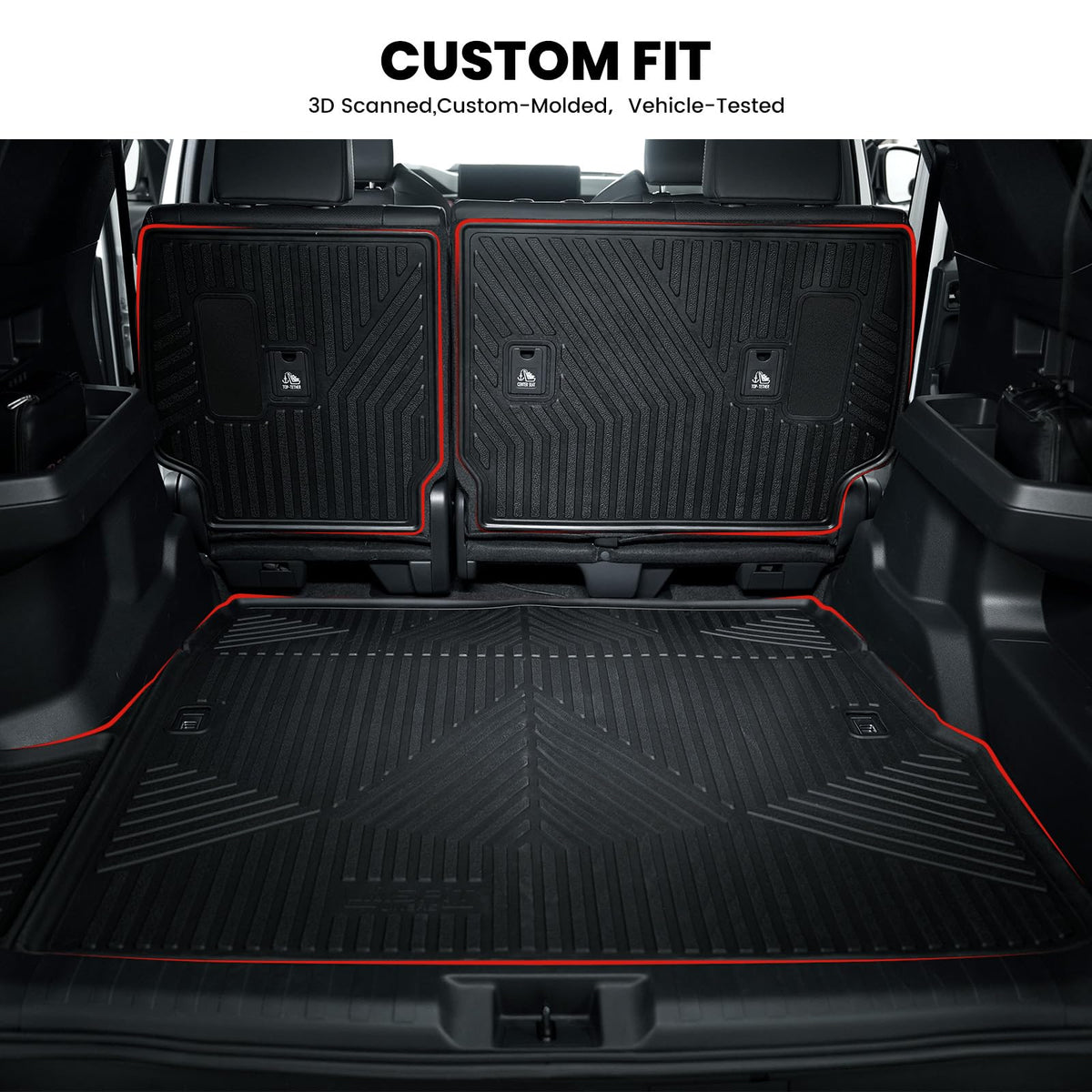 LASFIT Cargo Mat for Toyota 4Runner 2010-2024 (Only Fit 5-Seats) Back Seat Protector for 5th gen 4Runner Seater Accessories (Fit W/O Sliding Cargo Tray, Rear Backrest Mats+Rear Trunk Mat)