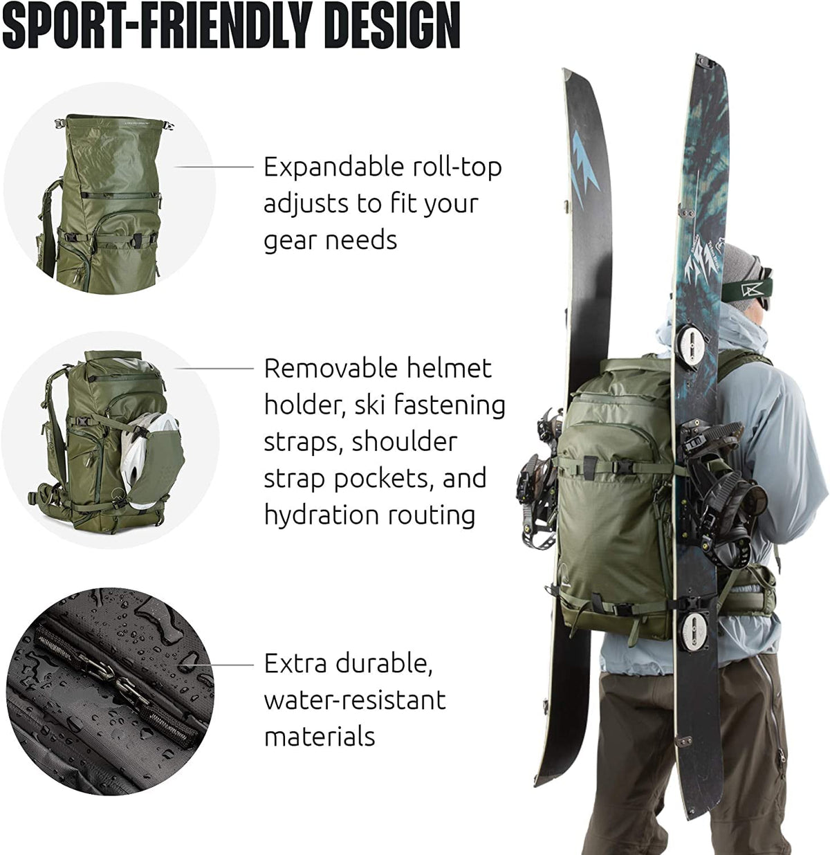 Shimoda Action X30 v2 Backpack, Outdoor Photography Adventure Pack for mirrorless and DSLR cameras, w/Modular Core Unit Compatibility, Expandable Rolltop, 16" Laptop Sleeve, Army Green