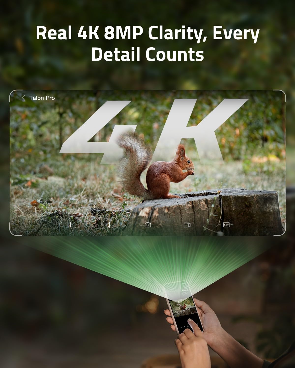 CAMOVUE True 4K 4G LTE Cellular Hunting Camera +Battery Pack+6W Solar Panel+64G SD Card, 0.2s Trigger Speed, Game or Trail Camera with GPS, Non-Glow IR, SIM Card, Motion Capture, Talon Pro Solar Kit