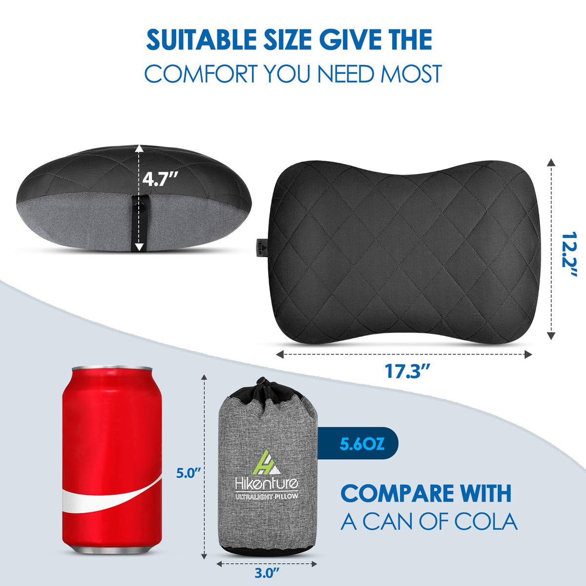 Hikenture Ultralight Inflatable Pillow with Removable Cover and 4" Thick Self Inflating Sleeping Pad with Electric Pump for 2 Person Set