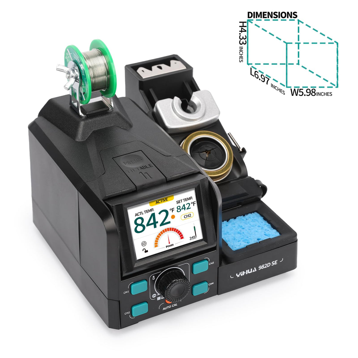 YIHUA 982D SE 200W Micro Soldering Kit with Precision Soldering Iron Station with 11 Soldering Tips, Lead-Free Solder, Auto Temperature Calibration Function