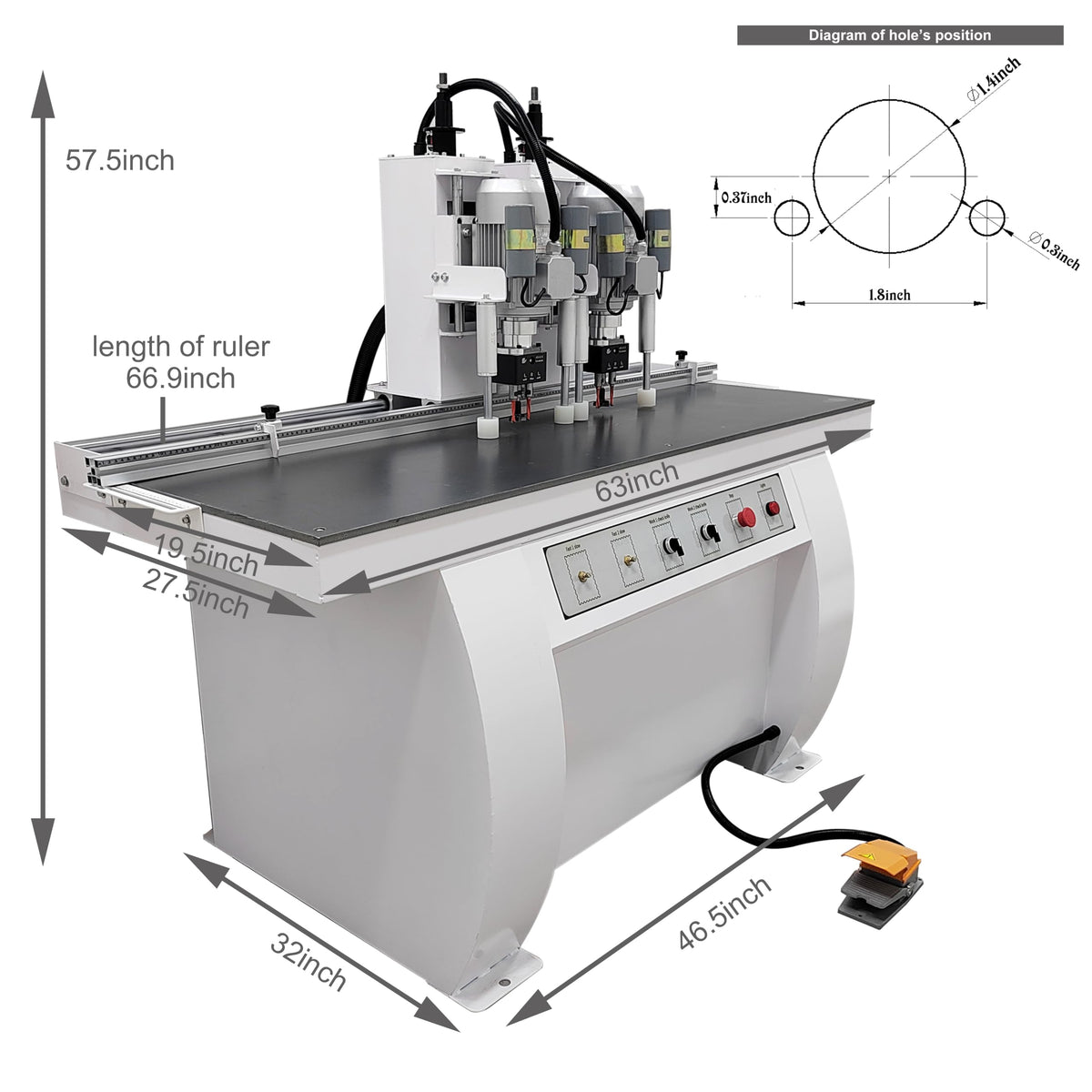 TECHTONGDA Hinge Boring Machine Woodworking Hole Drill Wood Electric Pneumatic Hole Puncher 0-2inch Drilling Depth Double Heads 45-9.5