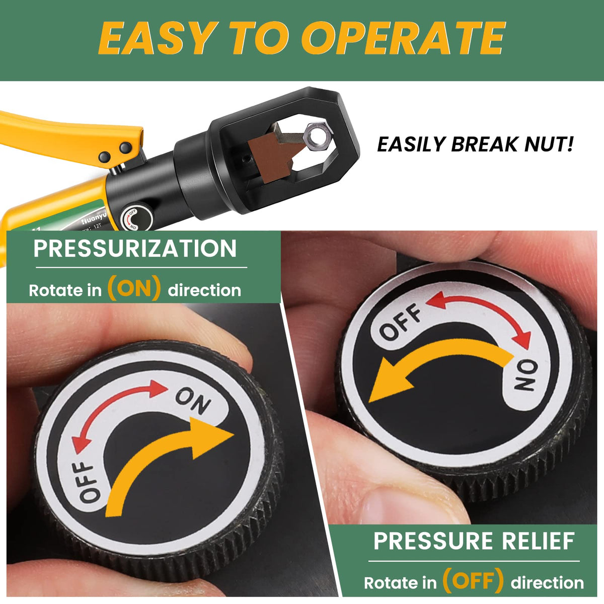 Huanyu Hydraulic Nut Splitter Tool Heavy Duty Nut Separator Portable Cracker Force 10T Cutting Range M27-M34 M34-M41 for Removing Rusty Broken Damaged with Storage Box YP-41